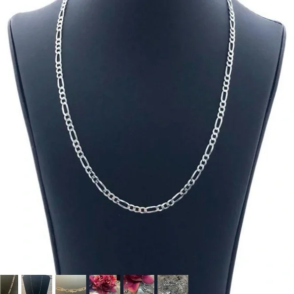 BRAND NEW Nordstrom Silver 925 Figaro chain  Necklace - Picture 3 of 8